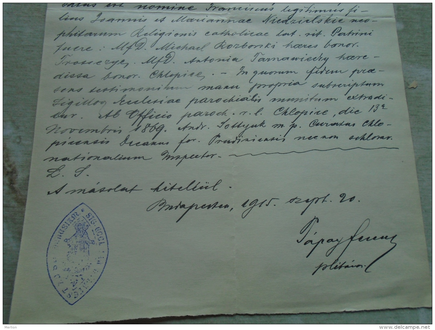 D137988.11 Old Document  Hungary  Poland  COPY  -Stanislaw Czaykowski  Premysl Chlopicensi 1915 - Engagement