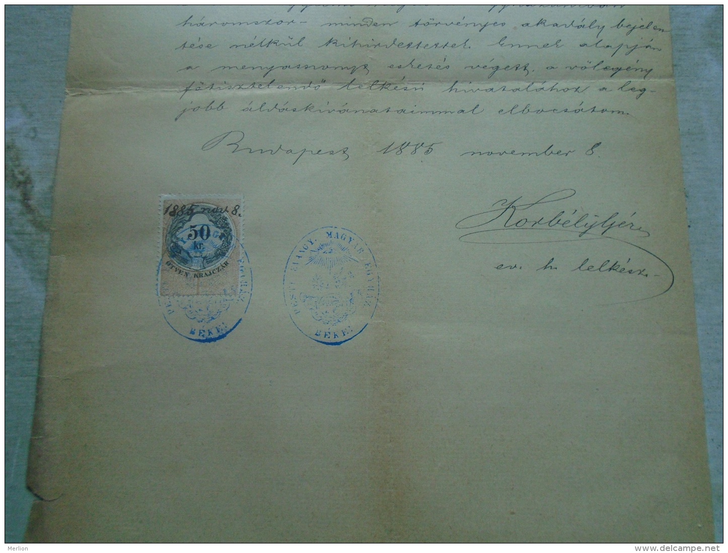 D137988.12 Old Document  Hungary   János RIHA  - Maria HUTTER Veszprém Budapest 1885 - Verlobung
