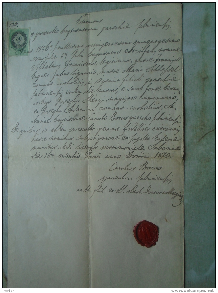 D137988.17 Old Document  Hungary   Franciscus EIGNER -Maria Schlessel Szombathely Sabaria 1870 - Fiançailles