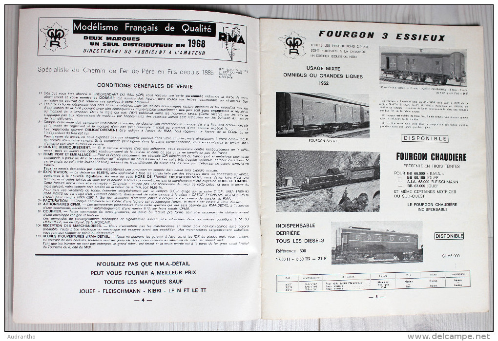 Catalogue Publicitaire 1968 CPMR RMA Modélisme Français Qualité Rare Indépendant Du Rail - Francés