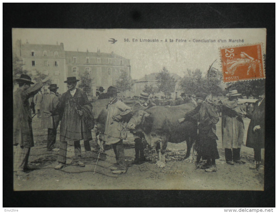 Ref5214 VIG CPA Animée Du Limousin A La Foire Conclusion D'un Marché Vente Bestiaux 1923 Elevage - Fairs