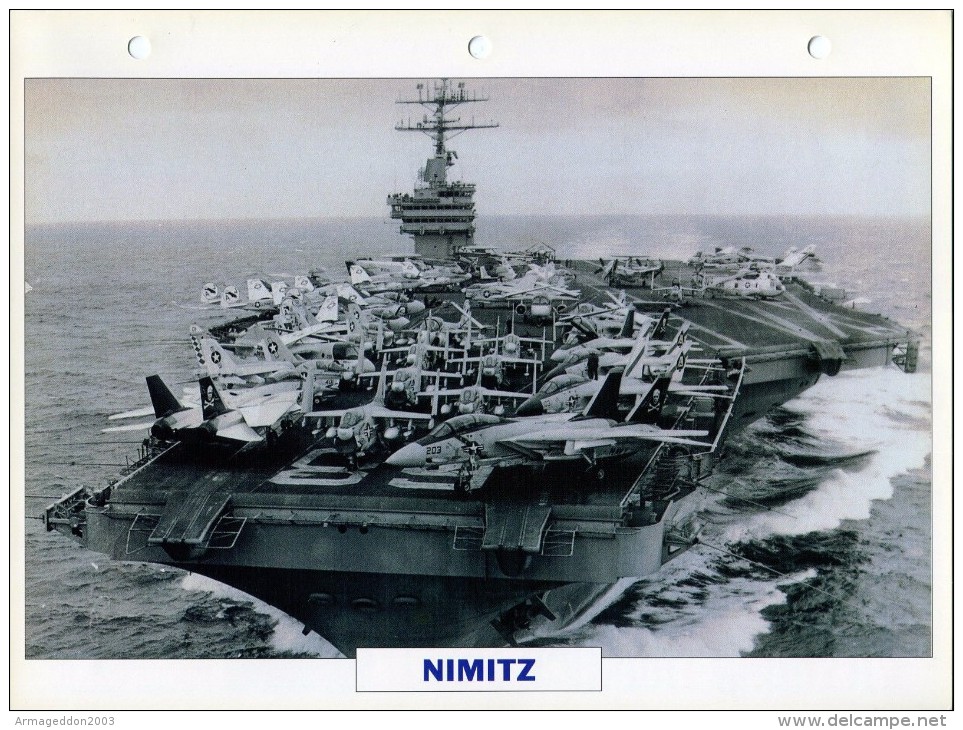 CARTE FICHE FORMAT A4 BATEAU / NAVIRE DE GUERRE LE NIMITZ - Autres & Non Classés