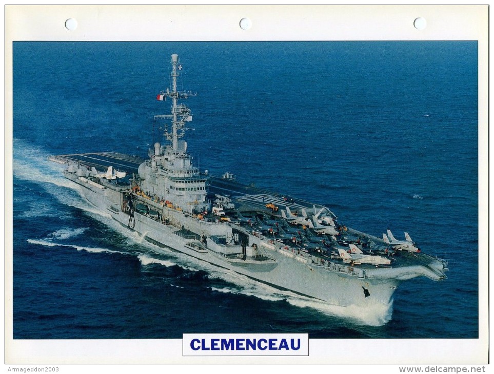 CARTE FICHE FORMAT A4 BATEAU / NAVIRE DE GUERRE LE CLEMANCEAU - Other & Unclassified