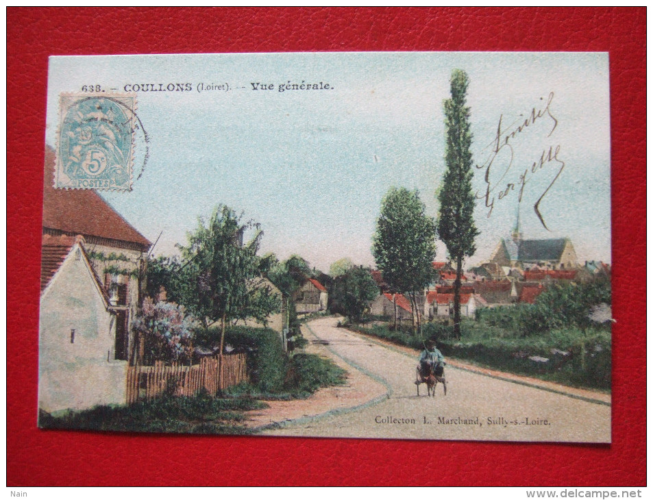 45 - COULLONS *- VUE GENERALE - " VOITURE A CHIEN " - CARTE COLORISEE - " RARE " - Otros & Sin Clasificación