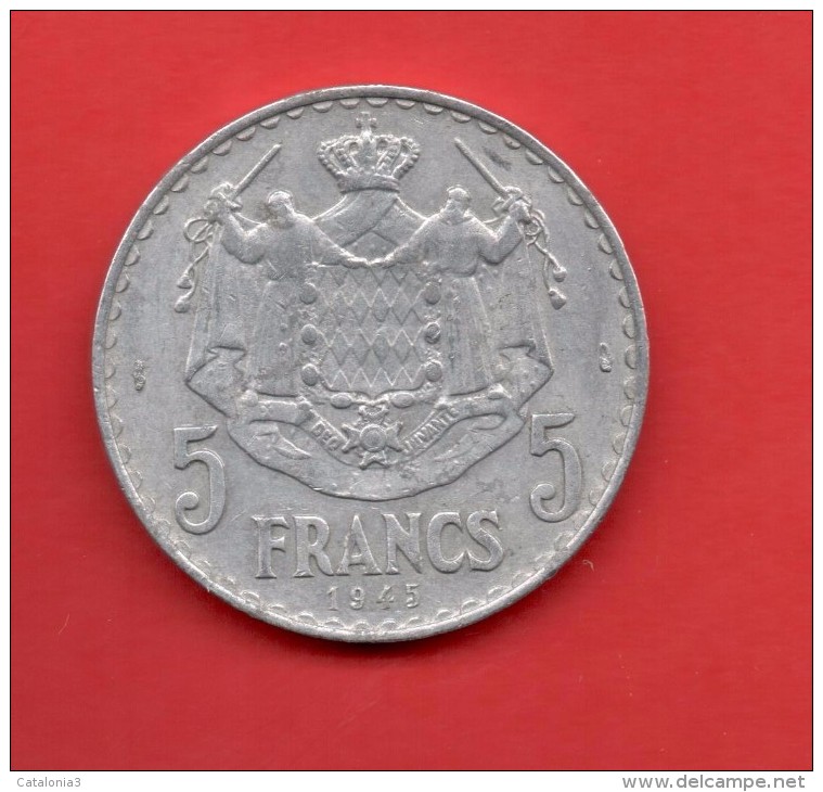 MONACO - 5 Francs 1945  KM122 - 1819-1922 Honoré V, Charles III, Albert I