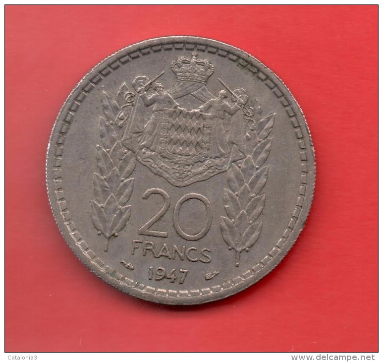 MONACO - 20 Francs  1947  KM124 - Charles III.