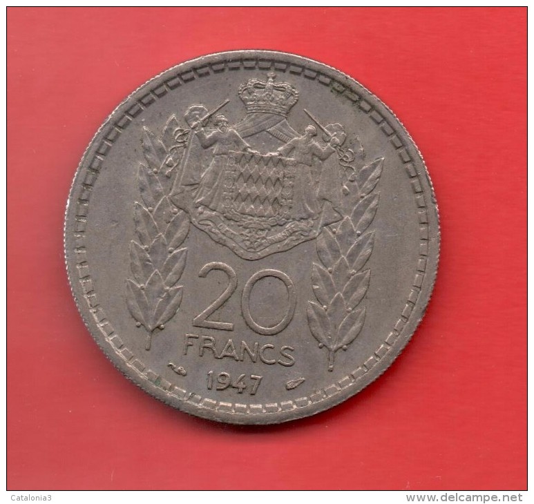 MONACO - 20 Francs  1947  KM124 - 1819-1922 Honoré V, Charles III, Albert I