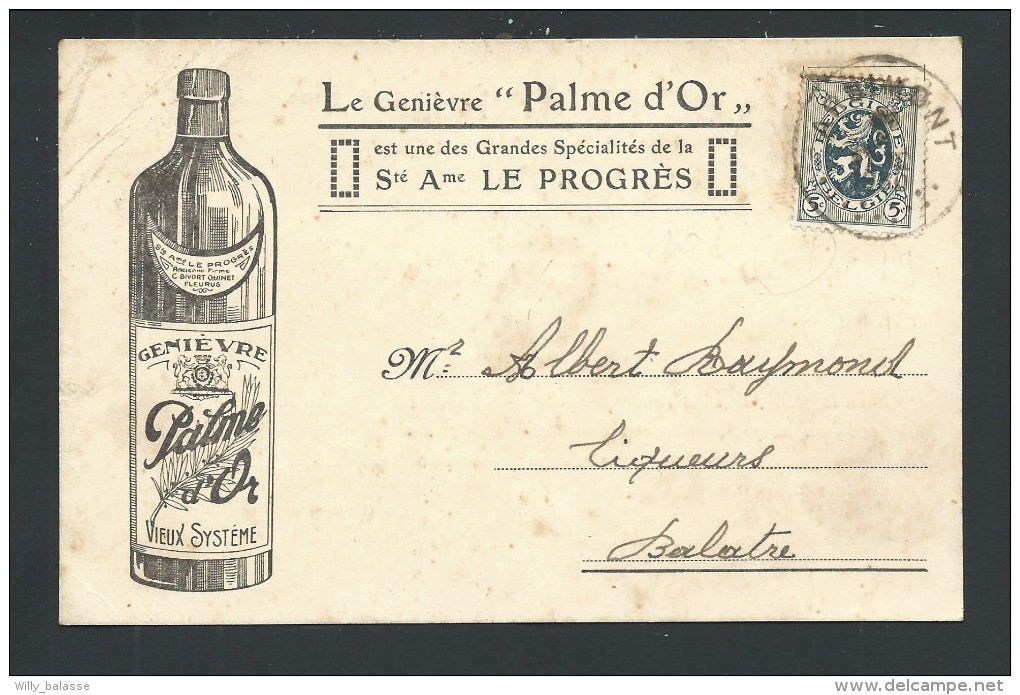 CPA - Carte Publicitaire - Publicité Genièvre Palme D'Or - FLEURUS - LE PROGRES - Vins Spiritueux Alcools  // - Fleurus