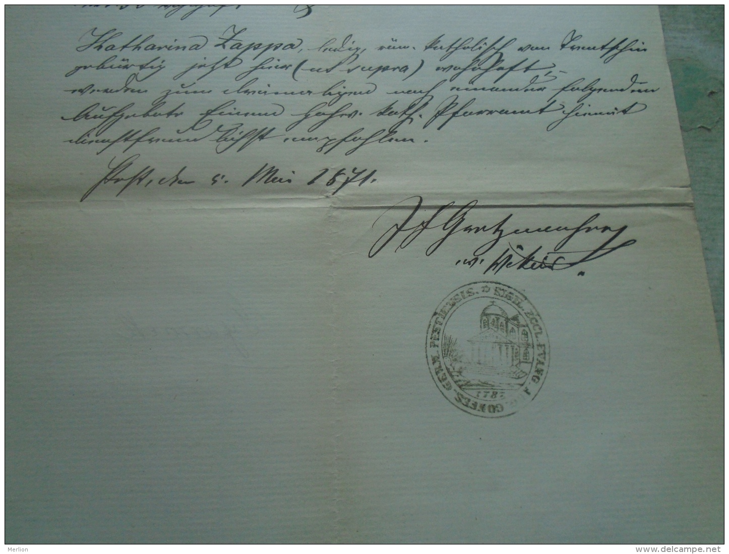 D137988.18 Old Document  Hungary   Georg Gyarmek -Anna Szitár -Prjekopa -Katharina ZAPPA - 1871 - Compromiso