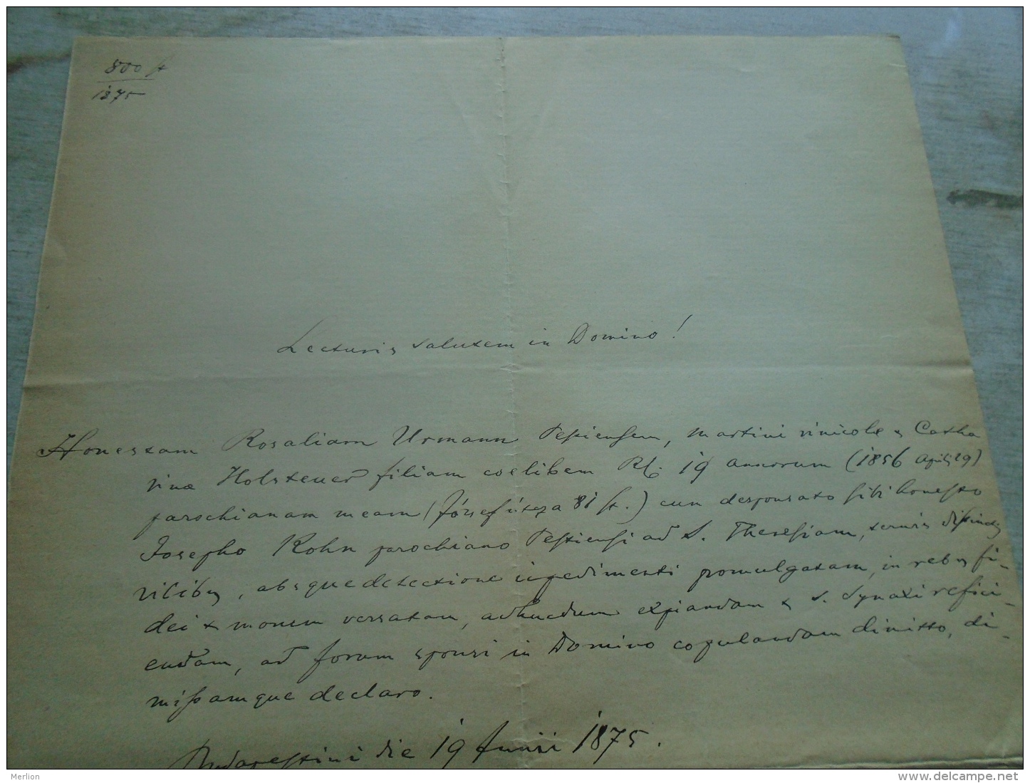 D137988.19 Old Document  Hungary  Rosalia Urmann -Joseph Kohn - 1875 Budapest - Fidanzamento