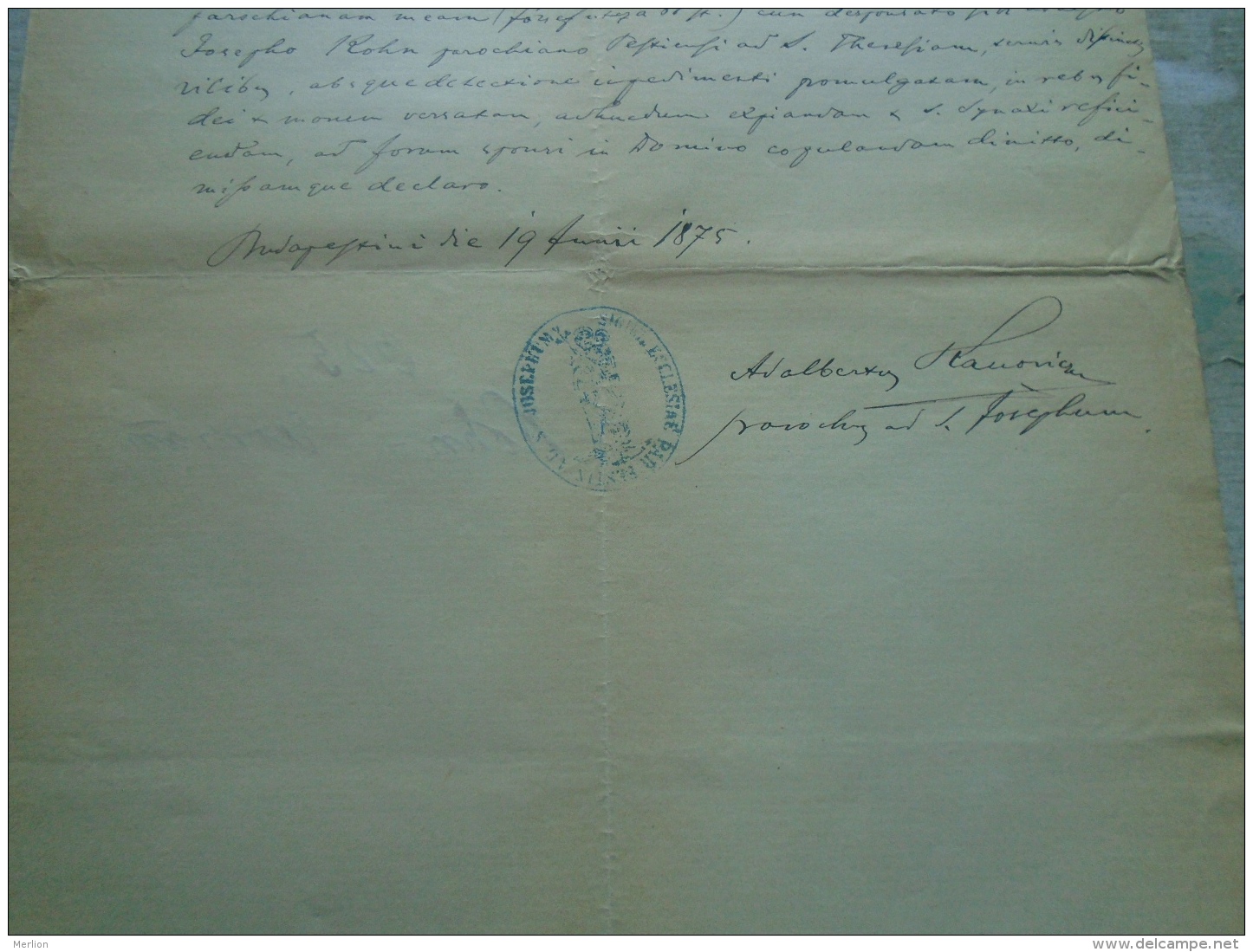 D137988.19 Old Document  Hungary  Rosalia Urmann -Joseph Kohn - 1875 Budapest - Verloving