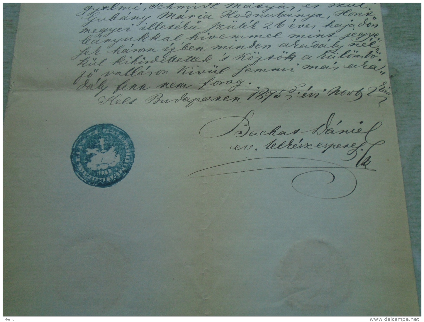 D137988.22 Old Document  Hungary  Ferenc  SZKLADÁNYI -Katalin Schmidt -Gubány - Hont -Slovakia 1875 - Verlobung
