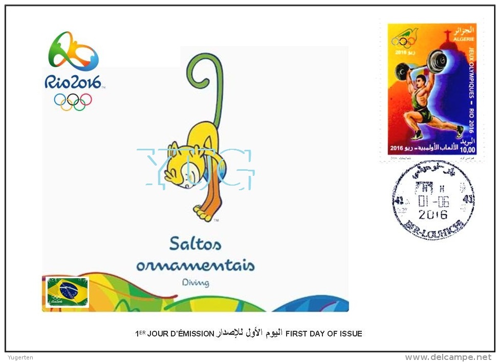 ALGERIE ALGERIA 2016 - FDC Olympic Games Rio 2016 Diving Olympische Spiele Olímpicos Olympics - Kunst- Und Turmspringen