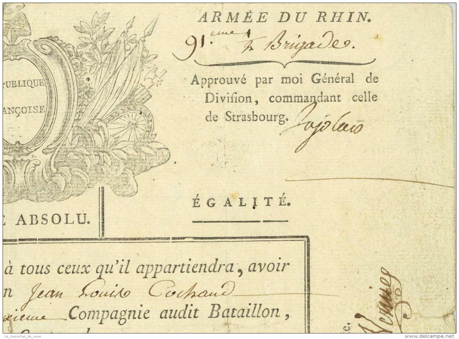 ARMEE DU RHIN 1795 - 91e Demi-Brigade - Generaux VERNIER Et LAJOLAIS (+Chateau D'If 1808) - Mont-Ferme Saint-Rambert-en- - Documents Historiques