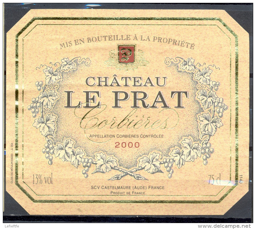 119 - Corbières - 2000 - Château Le Prat - S.C.V. Castelmaure Aude - Languedoc-Roussillon