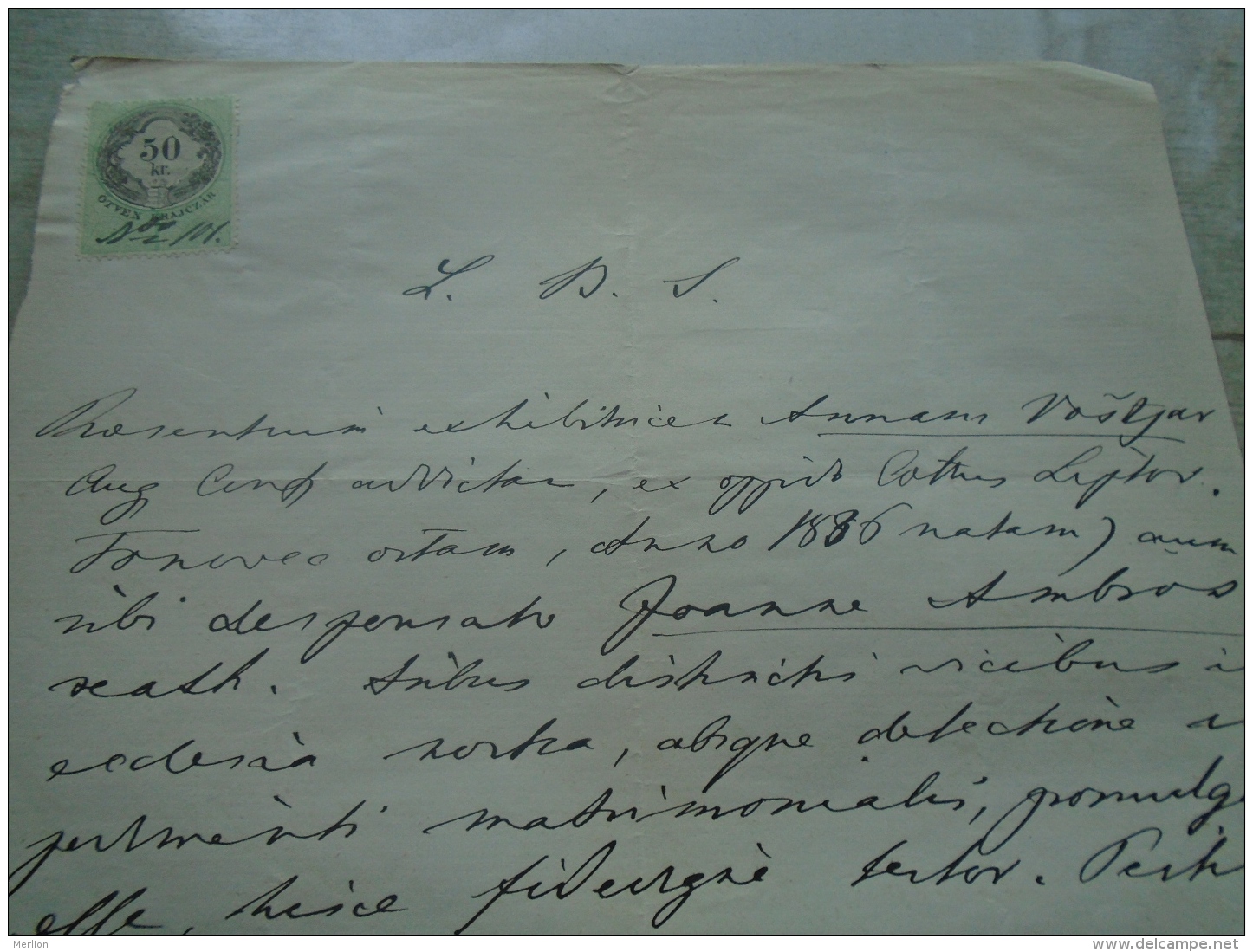 D137988.30 Old Document   Hungary Pest  -Slovak Church - Anna  Vastjar -Joamme  Ambros -1870 - Fiançailles