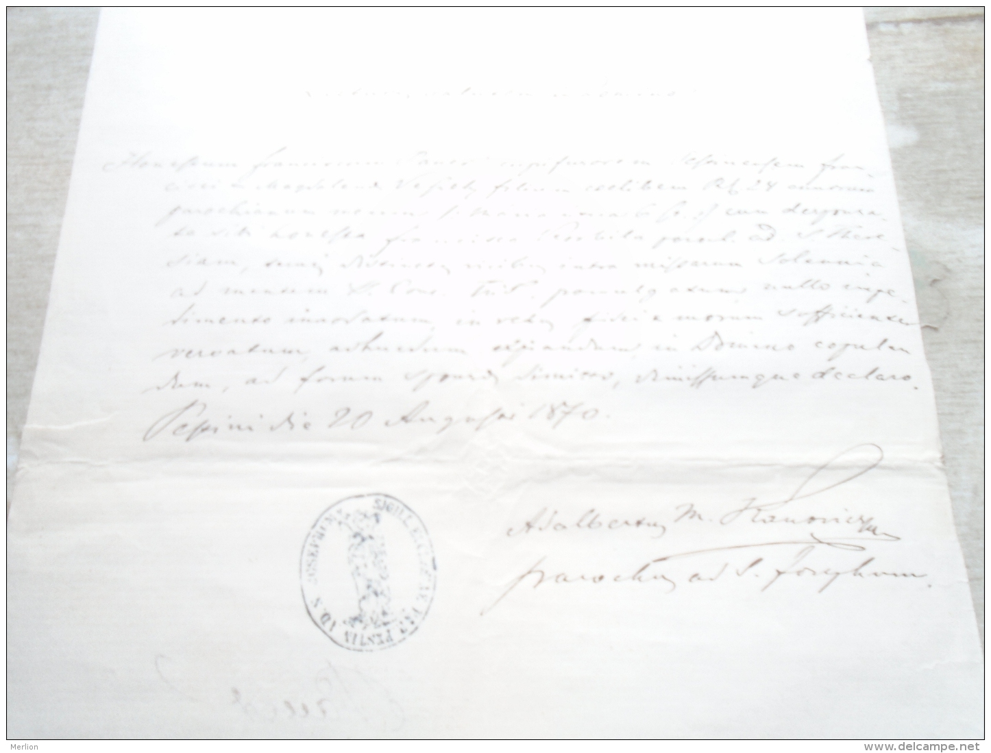 D137988.31 Old Document   Hungary Pest  -Francisc Pauer 1870 - Engagement