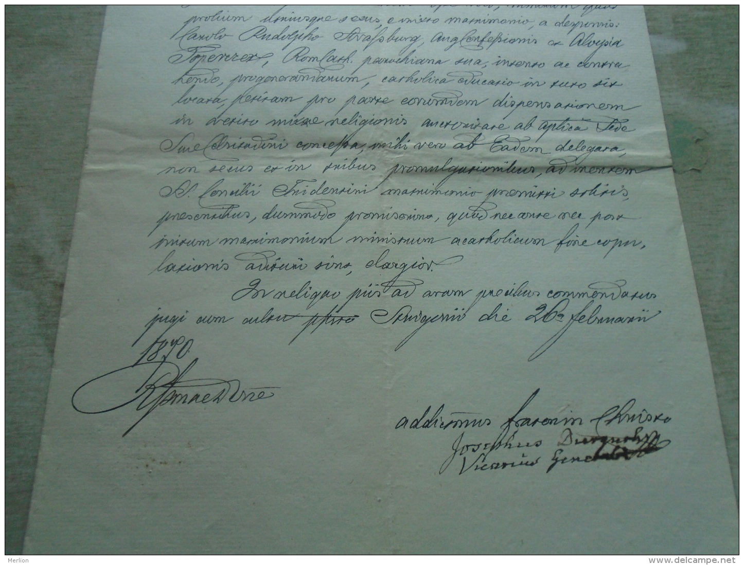 D137988.32 Old Document   Hungary Strigonii - Rudolpho Strassburg- Aloysia Toperczer 1870 - Fiançailles