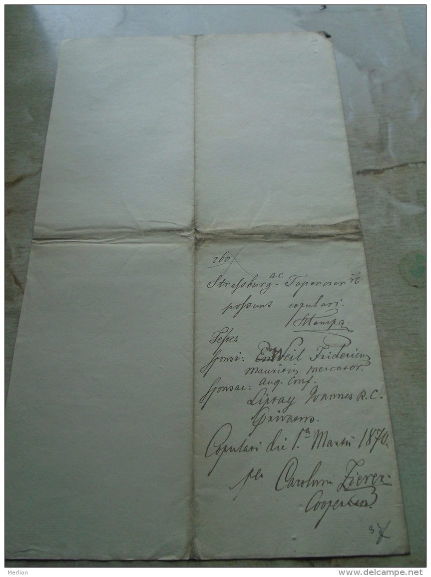 D137988.32 Old Document   Hungary Strigonii - Rudolpho Strassburg- Aloysia Toperczer 1870 - Fidanzamento