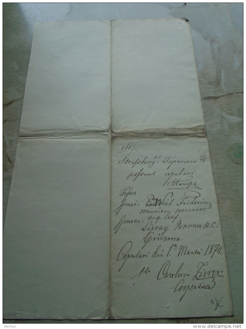 D137988.32 Old Document   Hungary Strigonii - Rudolpho Strassburg- Aloysia Toperczer 1870 - Verloving