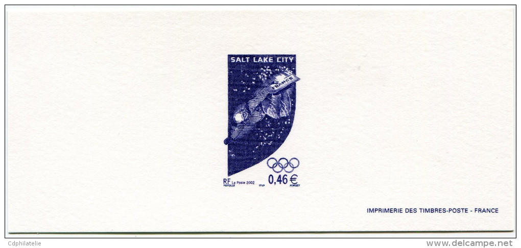 FRANCE GRAVURE OFFICIELLE DU N°3460 EN VIOLET JEUX OLYMPIQUES D'HIVER A SALT LAKE CITY (ETATS-UNIS) - Inverno2002: Salt Lake City