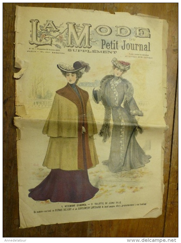 1902 La MODE Du Petit Journal VÊTEMENT GISMONDA,TOILETTE DE JEUNE FILLE ,grav Couleurs  1ere Page & Double P - 1900-1940