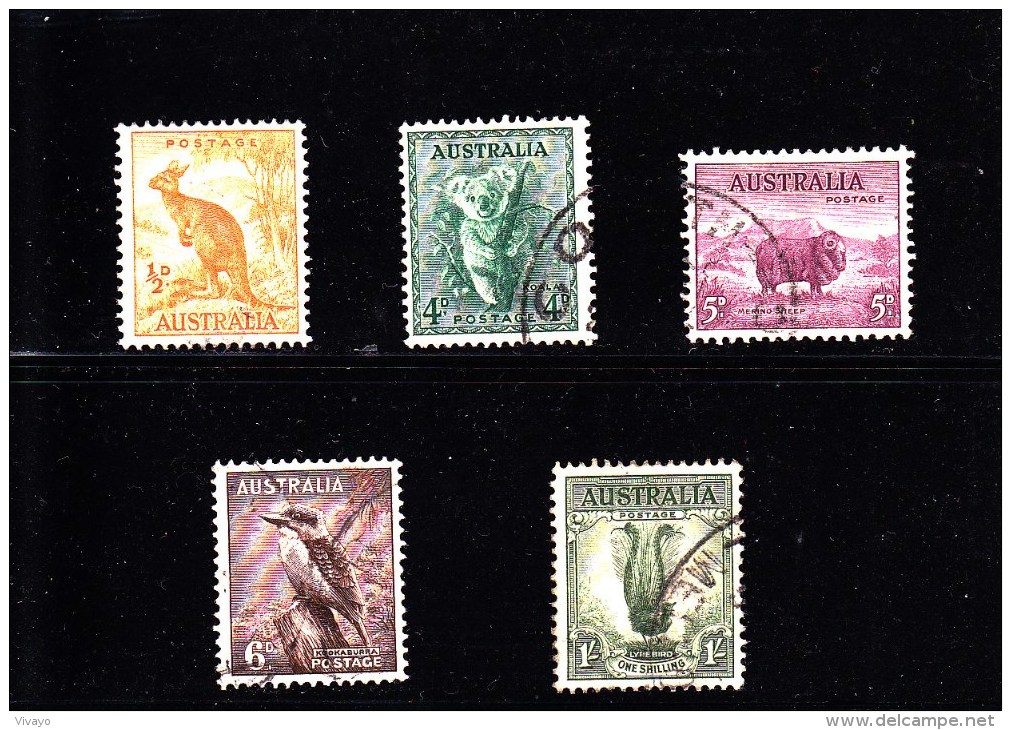 1937 - AUSTRALIA - O/FINE CANCELLED - FAUNA - Yv 110, 114, 115, 116, 118  Mi  C's - Used Stamps