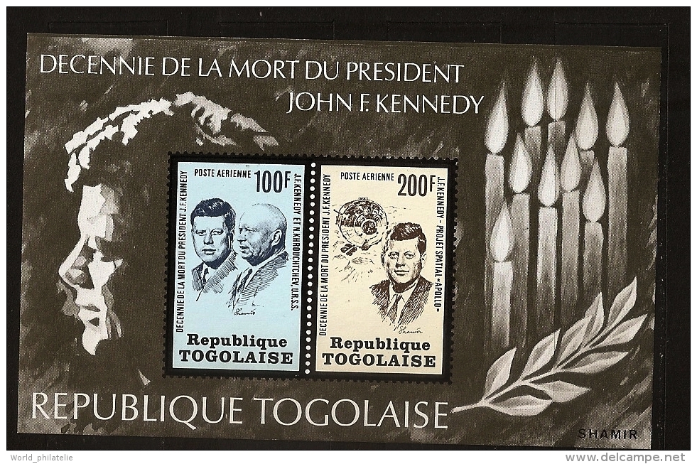 Togo 1970 N° BF 72 ** John Fitzgerald Kennedy, USA, Président, Khrouchtchev, Guerre Froide, URSS, Espace, Apollo, Bougie - Togo (1960-...)