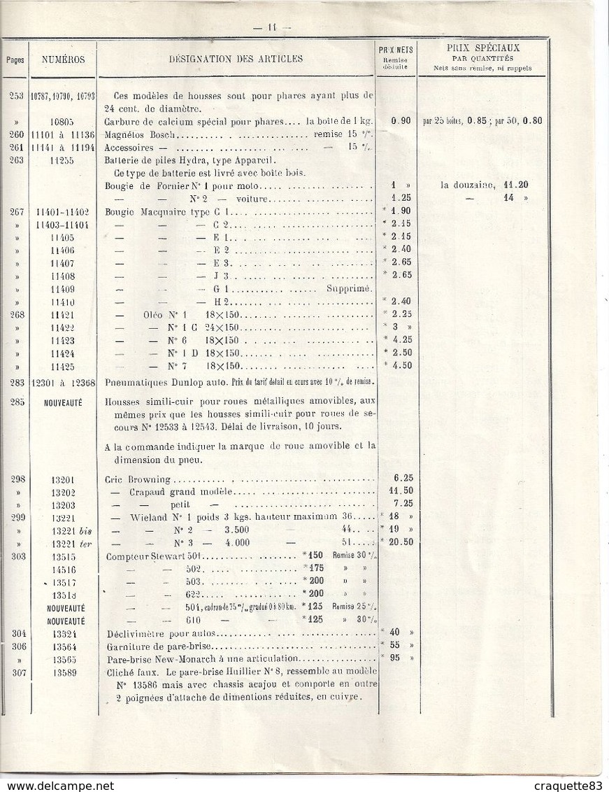 A. ROBERTY MARSEILLE-TARIF-  FOURNITURES GENERALES POUR LA VELOCIPEDIE L'AUTOMOBILE ET TOUS LES SPORTS 1914 - 1900 – 1949