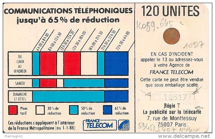 CARTE-PUBLIC-Ko59A.645-120U-SC4Ob-S/E-R° SERIGRAPHIE-Puce7-CORDON BLANC-V°6 Impacts 105177+Impacts Int/Ext Cadres- BE - Cordons'