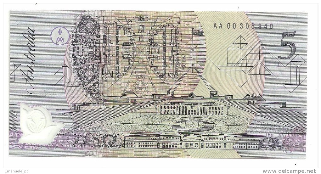 Australia 5 Dollars 1992 AA00 XF+ - 1992-2001 (polymer Notes)