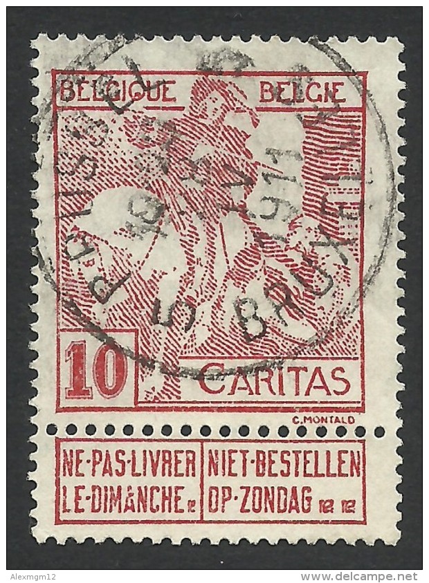 Belgium, 10 C. 1910, Sc # B4, Mi # 84I, Used. - 1910-1911 Caritas