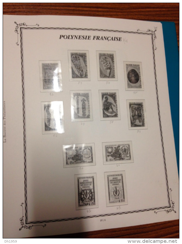 POLYNESIE FRANCAISE OCCASION 1958-1991 !!! 1 RELIURE + env. 70 FEUILLES PREIMPRIMEES AVEC POCHETTES