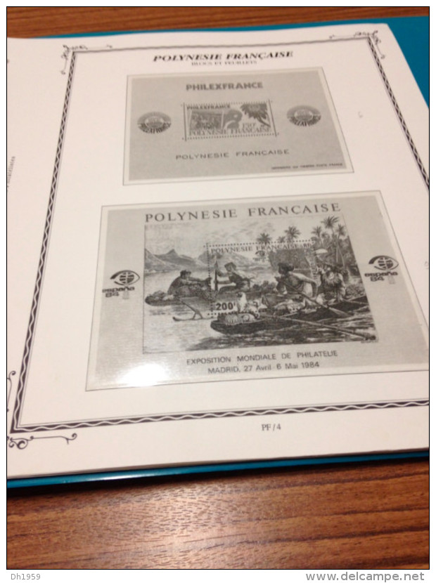 POLYNESIE FRANCAISE OCCASION 1958-1991 !!! 1 RELIURE + env. 70 FEUILLES PREIMPRIMEES AVEC POCHETTES