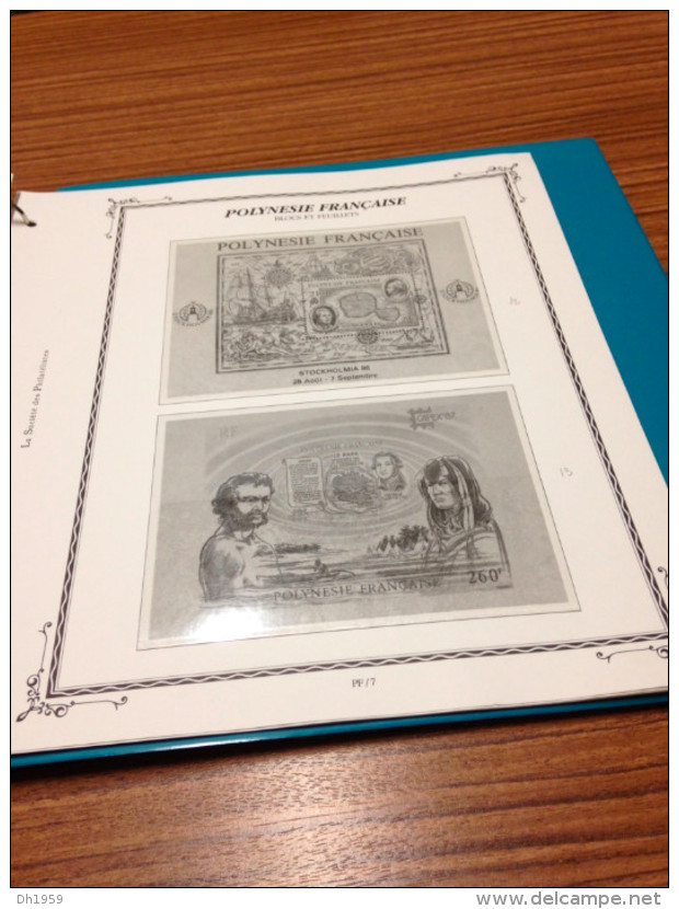 POLYNESIE FRANCAISE OCCASION 1958-1991 !!! 1 RELIURE + env. 70 FEUILLES PREIMPRIMEES AVEC POCHETTES