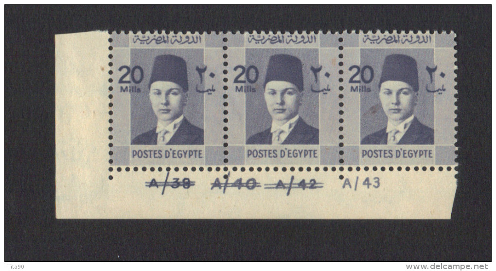 Egypte Egypt PAIR WITH PLATE NO King Farouk. 1937 MNH / MH - Ungebraucht