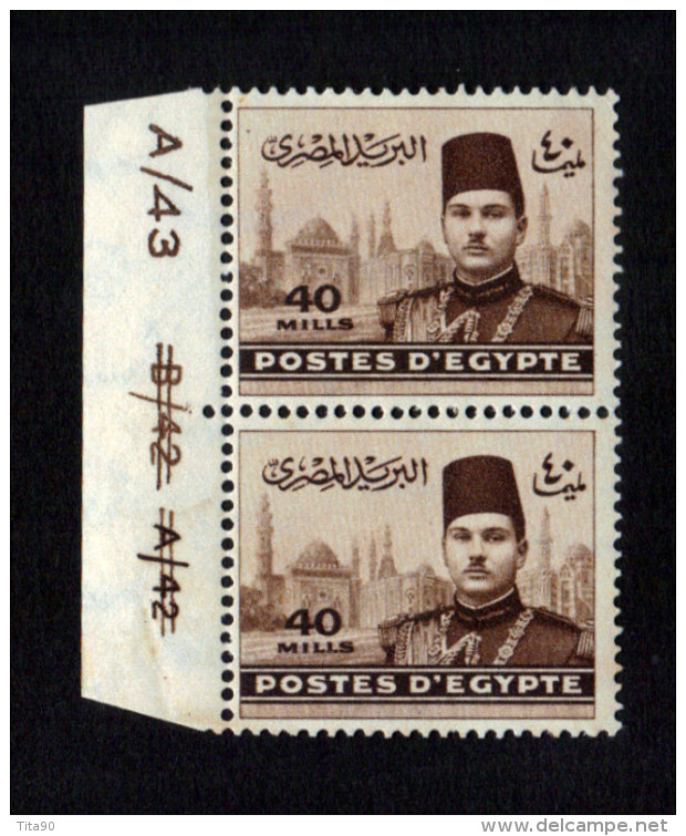 Egypte Egypt PAIR WITH PLATE NO King Farouk. 1939 MNH / MH - Neufs