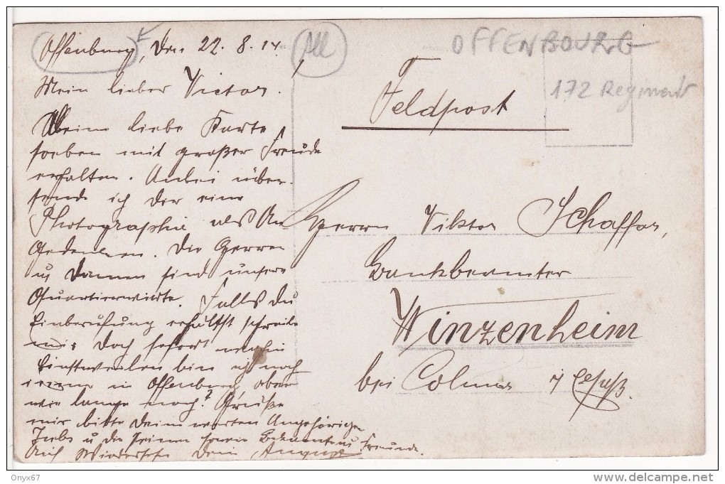 Carte Postale Photo Militaire Allemand OFFENBOURG-OFFENBURG (Allemagne)  Infanterie Regiment 172 -Chien - VOIR 2 SCANS - Offenburg