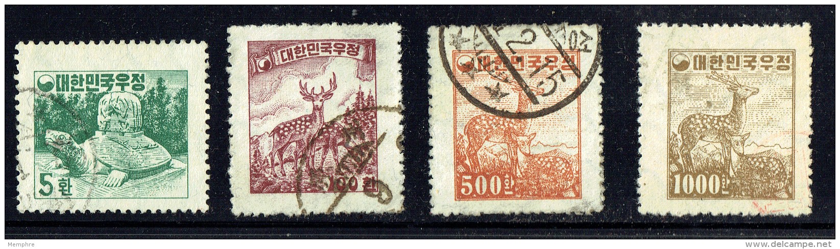 1954  New Definitives  Sc 196-9  Used - Korea, South