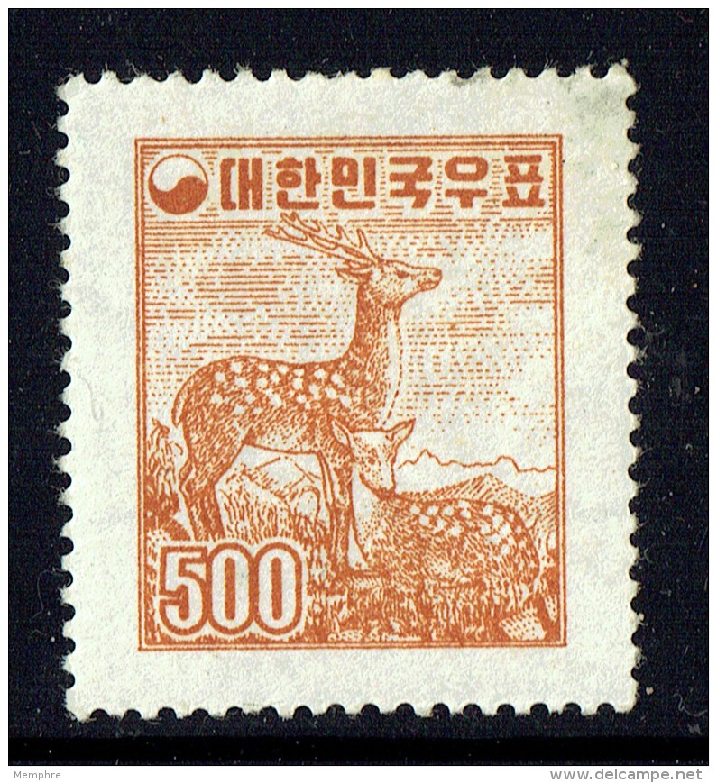 1956  New Redrawn 500h Deer Definitive  Sc 239  MH * - Korea, South