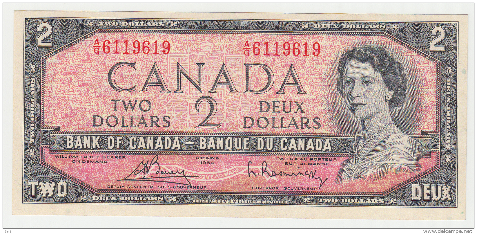 CANADA 2 DOLLAR 1954 (Signature Bouey-Rasminsky 1972-73) XF+ Pick 76c 76 C - Kanada