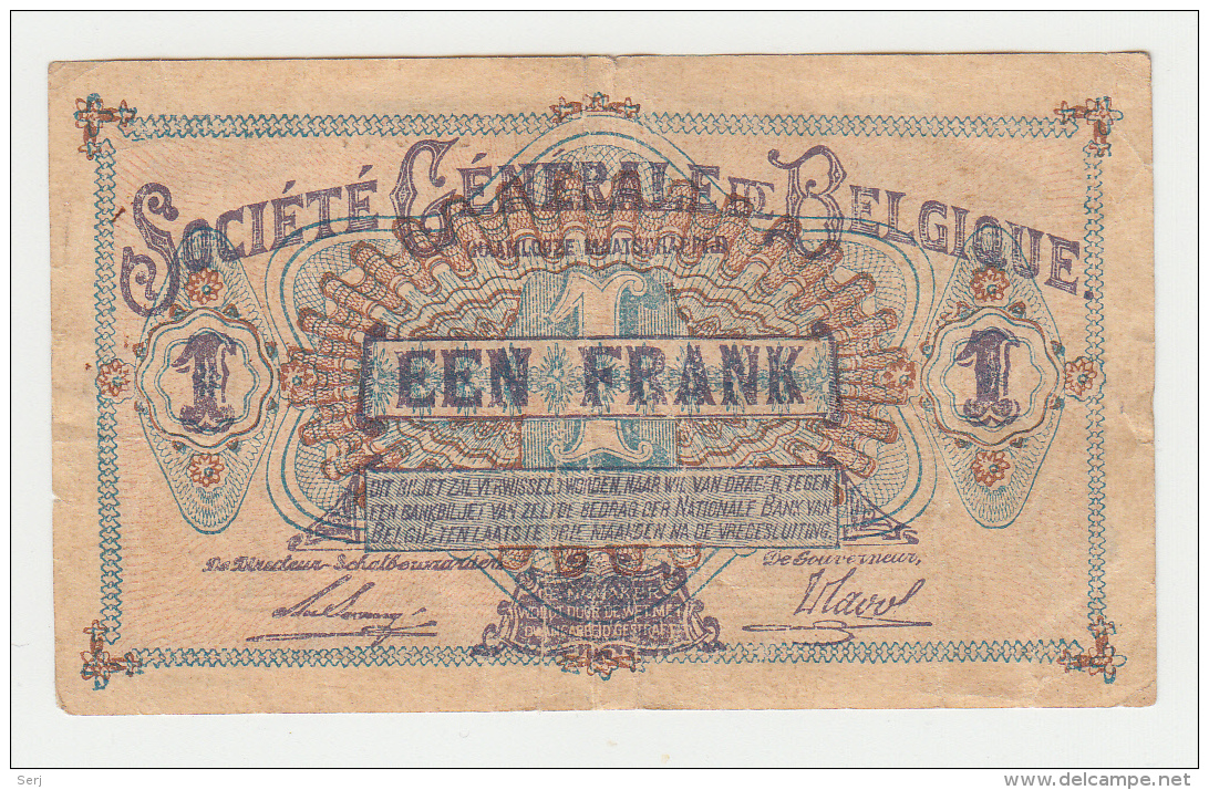 Belgium BELGIQUE 1 Franc 1917 "F" Pick 86b  86 B - Autres & Non Classés