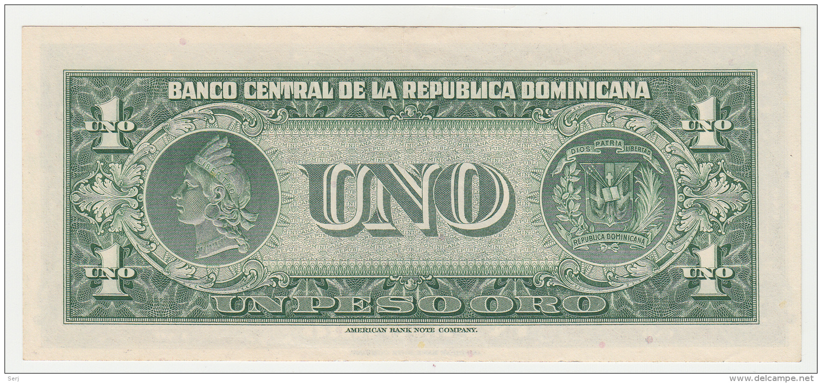 Dominican Republic 1 Peso 1947 XF+ AUNC Pick 60b  60 B - Dominicana