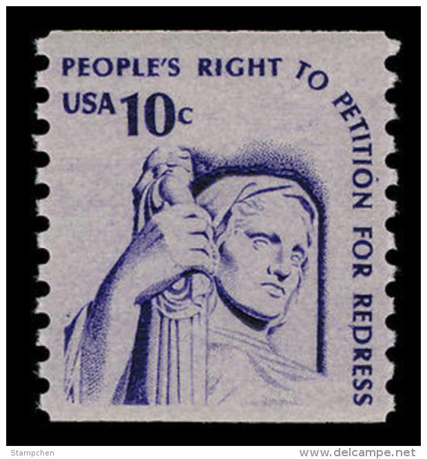 1977 USA 10c Americana Issues Coil Stamp Contemplation Of Justice Sc#1617 History Sculpture - Coils & Coil Singles