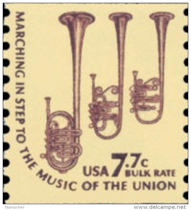 1976 USA 7.7c Americana Issues Coil Stamp Saxhorn Sc#1614 History Music - Roulettes