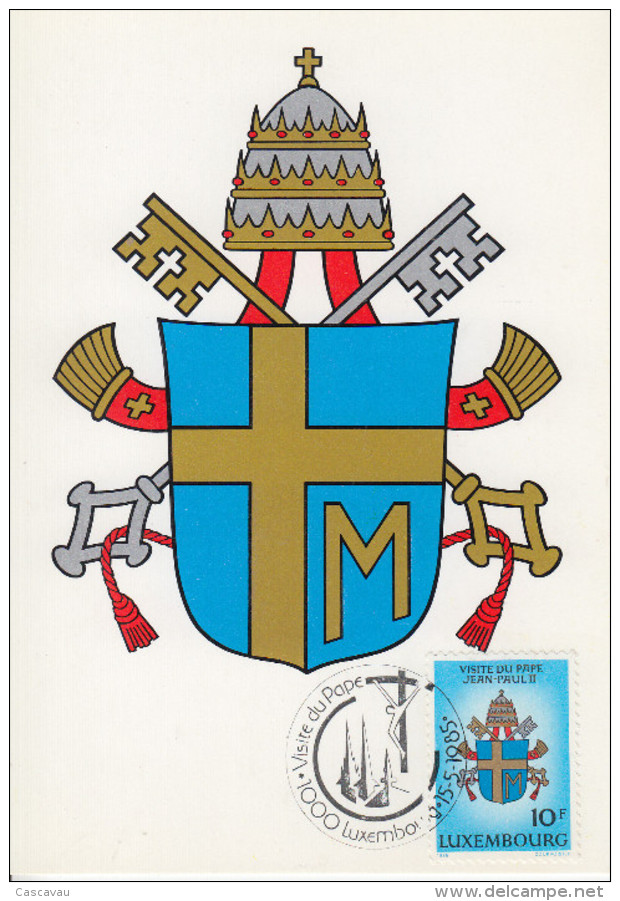 Carte Maximum  1er  Jour   LUXEMBOURG   Visite  Du  Pape  JEAN PAUL  II   1985 - Popes