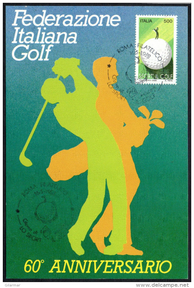 ITALIA ROMA 1988 - 60° ANNIVERSARIO FEDERAZIONE ITALIANA GOLF - MAXIMUM - CARTOLINA UFFICIALE CON ANNULLO FDC - Golf