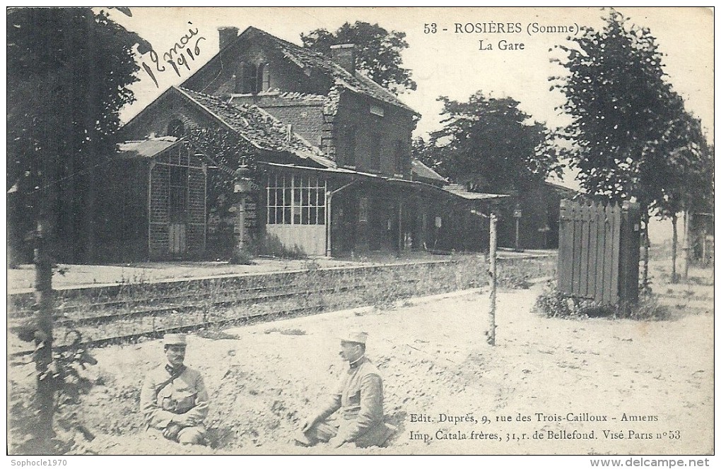 SOMME - 80 - TOP 2016 - ROSIERES - Guerre 14 - La Gare Détruite - Rosieres En Santerre