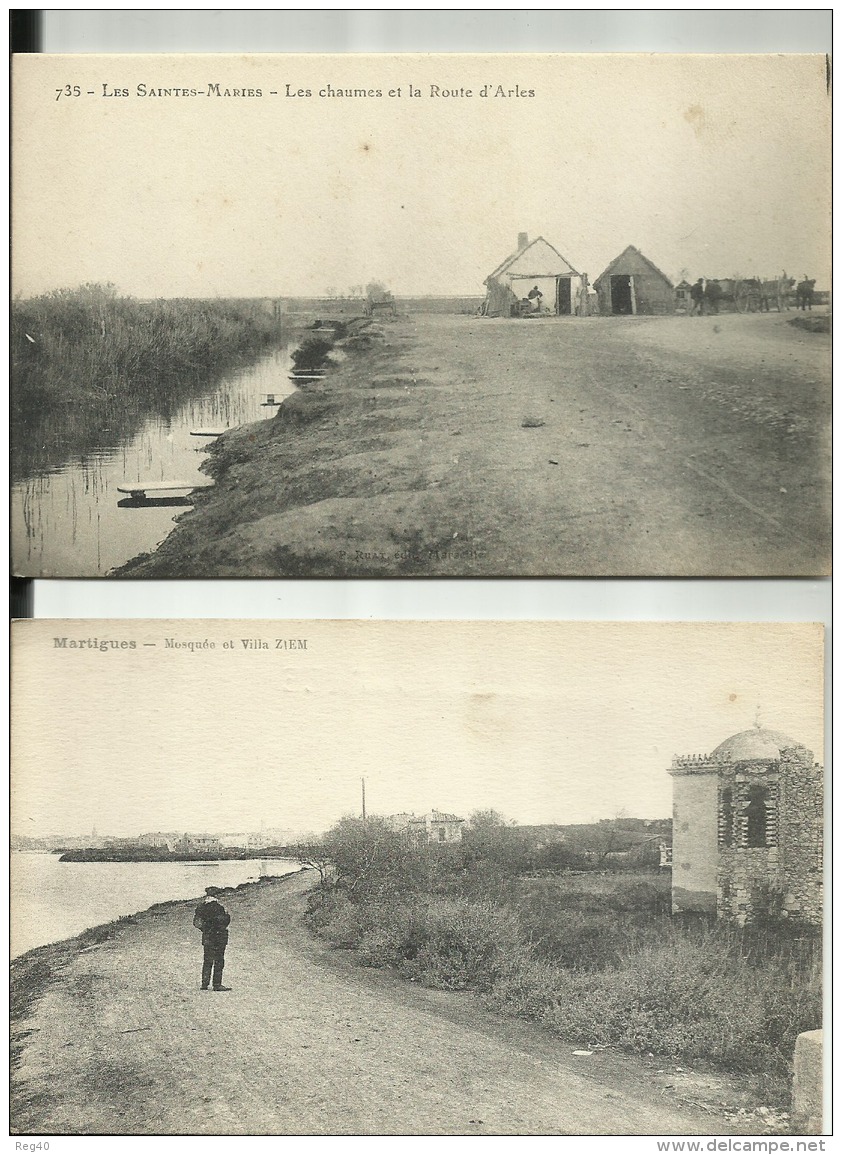 D13 - 2CP - MARTIGUES  -Les Chaumes Et La Route D' Arles -  Mosquée Et Villa ZIEM - Martigues