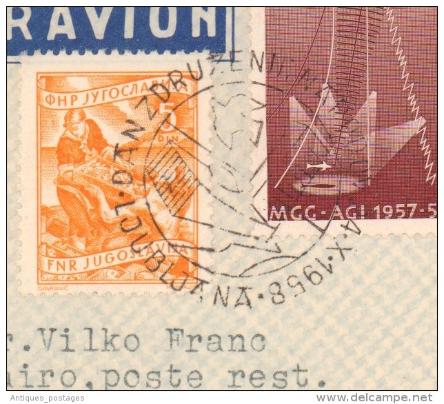 Ljubljana Slovenia Slovénie 1958 Yougoslavie Jugoslavia Via München Flughafen Fröffnungsflug DLH Munchen Cairo Le Caire - Lettres & Documents